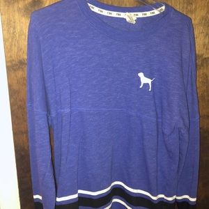 Blue and white Victoria’s Secret crewneck